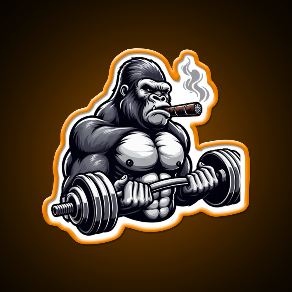 Silverback Gorilla Curling With Styleart Gym Fitness Led Neon Sign Rgb Color - LED neon sign view 6