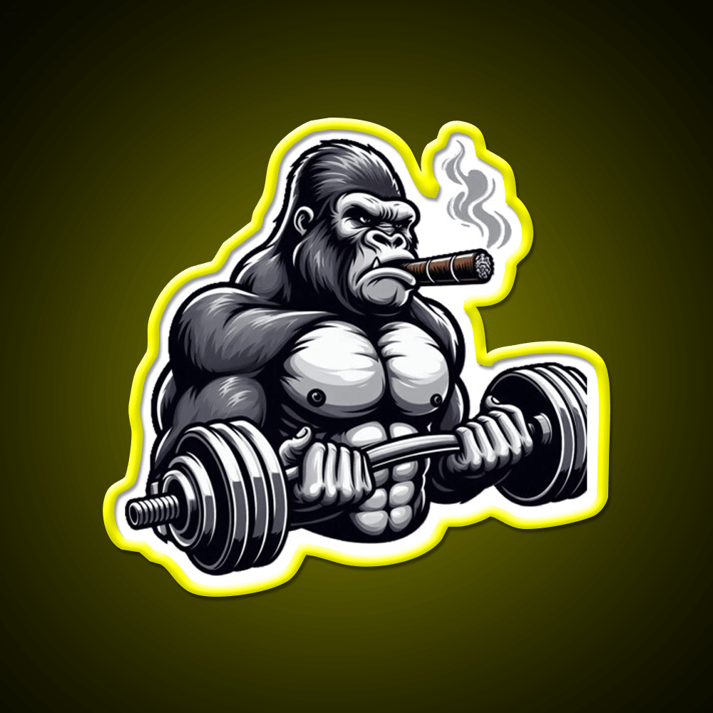 Silverback Gorilla Curling With Styleart Gym Fitness Led Neon Sign Rgb Color - Shineneon