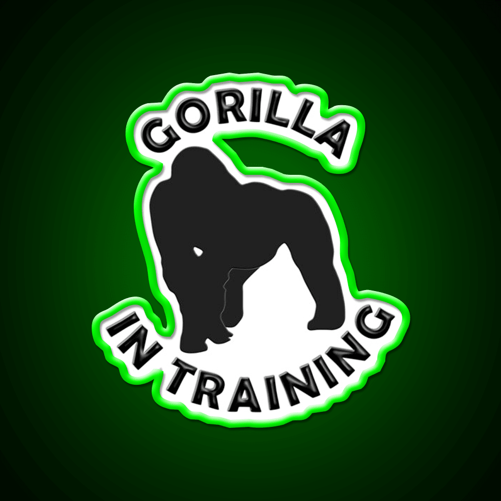 Silverback Gorilla In Training Black Gorilla Gym Fitness Led Neon Sign Rgb Color - Shineneon