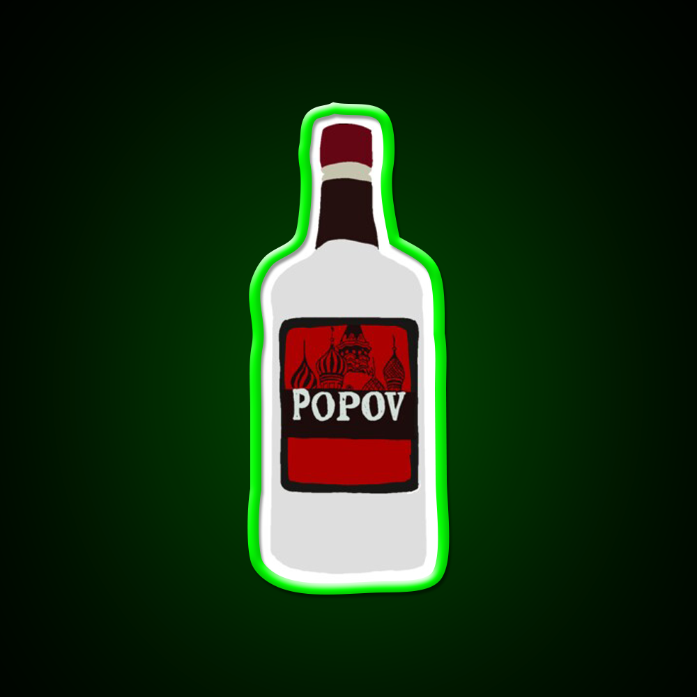 Simple Drawn Popov Russian Vodka Cocktail Bar Decor Led Neon Sign Rgb Color - LED neon sign view 8