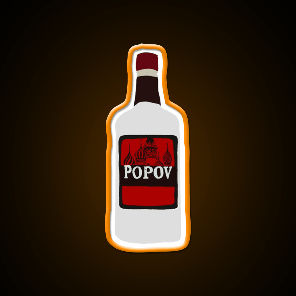 Simple Drawn Popov Russian Vodka Cocktail Bar Decor Led Neon Sign Rgb Color - Shineneon