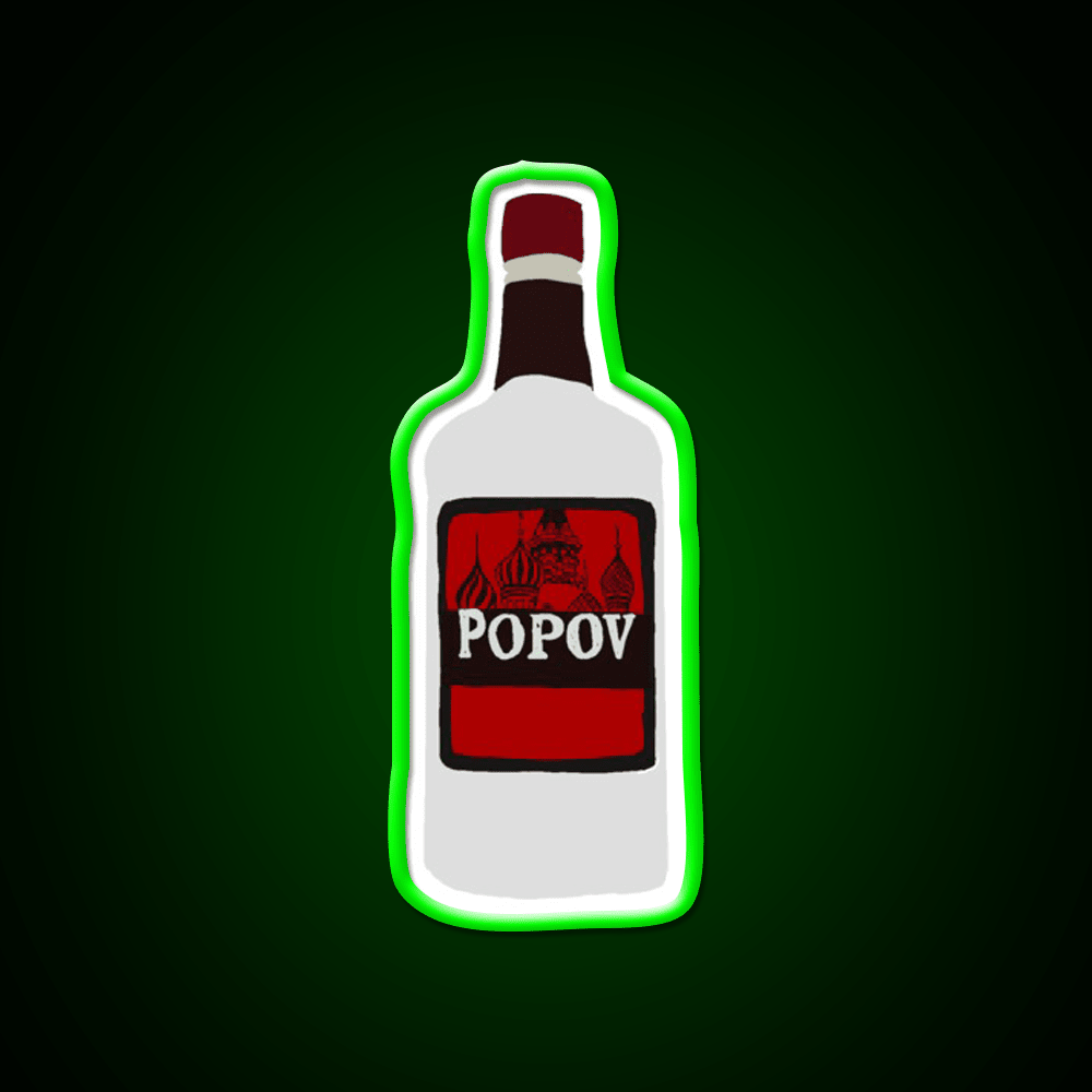 Simple Drawn Popov Russian Vodka Cocktail Bar Decor Led Neon Sign Rgb Color - Shineneon