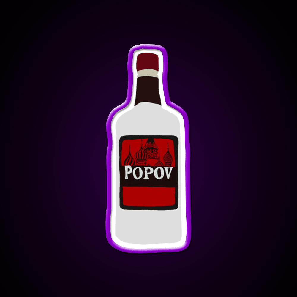 Simple Drawn Popov Russian Vodka Cocktail Bar Decor Led Neon Sign Rgb Color - Shineneon