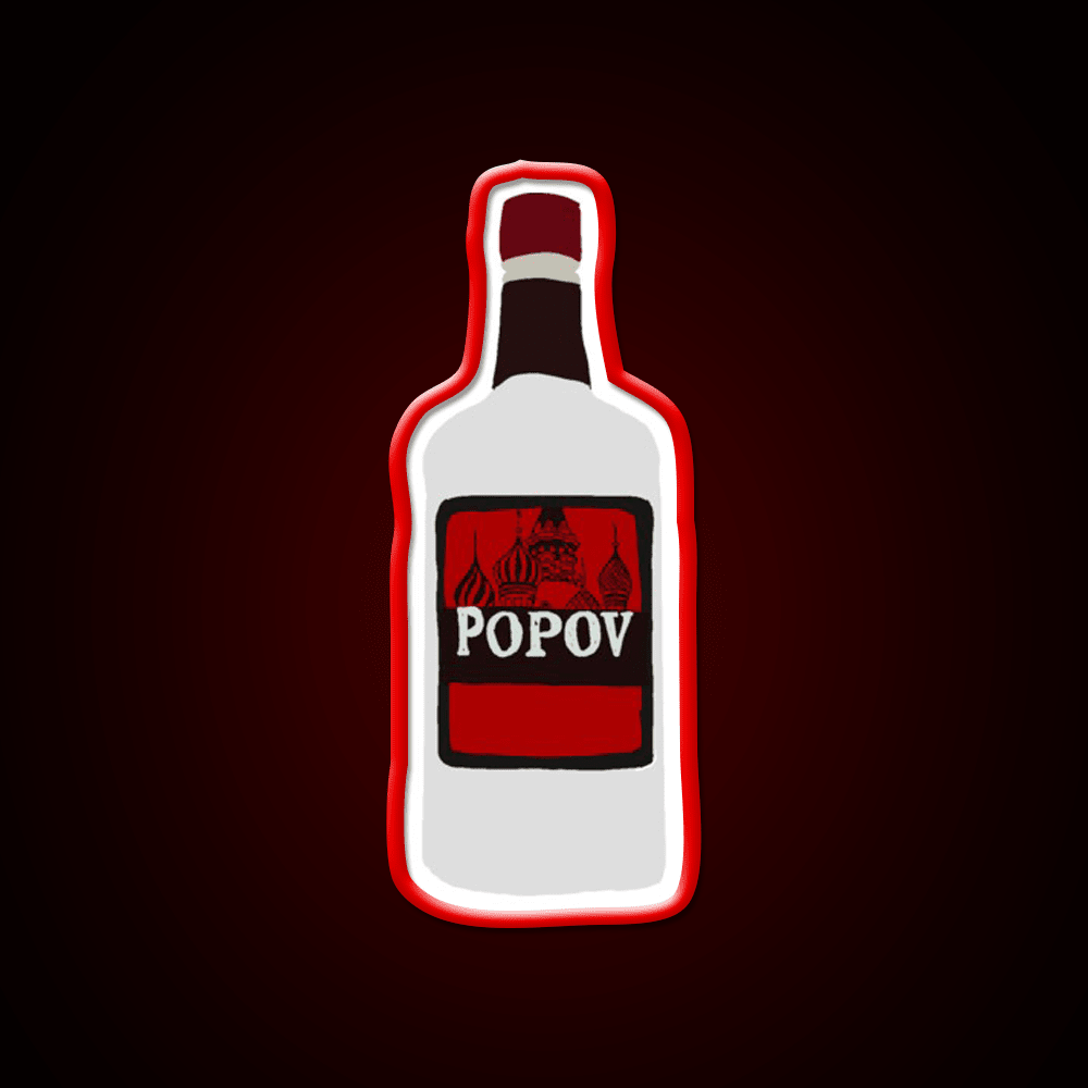 Simple Drawn Popov Russian Vodka Cocktail Bar Decor Led Neon Sign Rgb Color - Shineneon