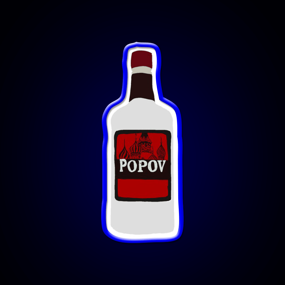 Simple Drawn Popov Russian Vodka Cocktail Bar Decor Led Neon Sign Rgb Color - Shineneon