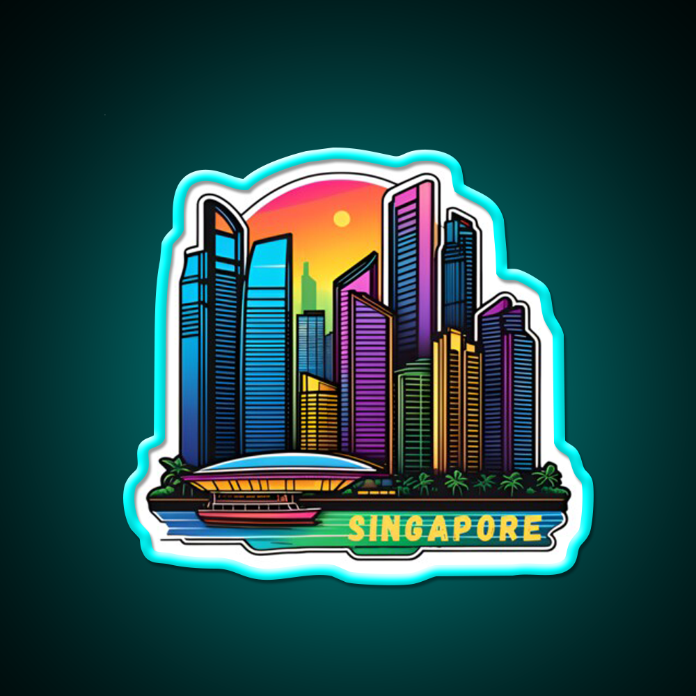 Singapore Retro Asian Cultural Led Neon Sign Rgb Color - Size and dimension reference
