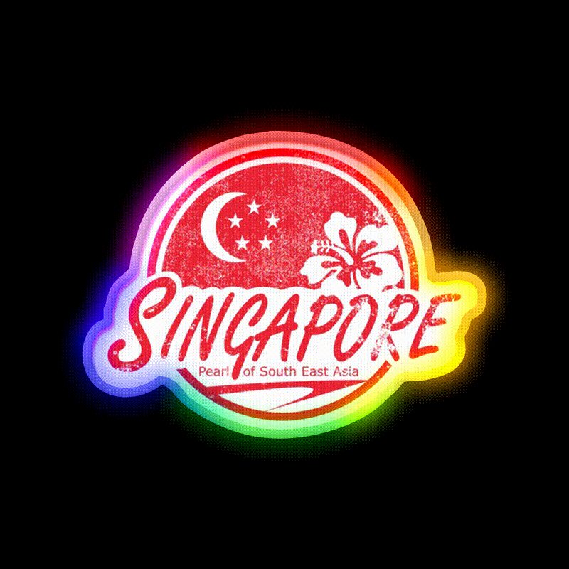 Singapore Vintage Travel Distressed Cocktail Bar Decor Led Neon Sign Rgb Color - LED neon sign close-up detail