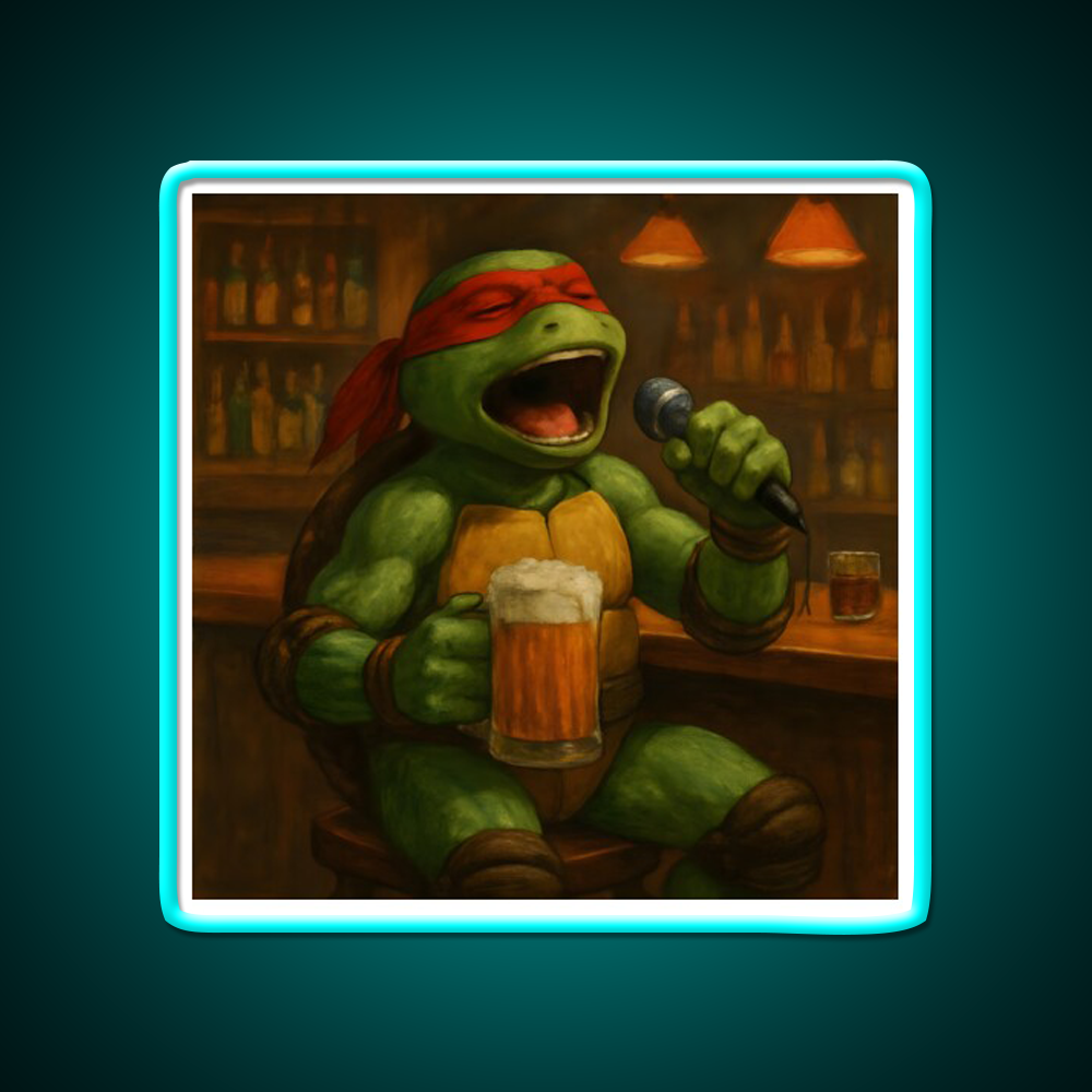 Singing Turtle Ninja At The Bar Man Cave Bar Led Neon Sign