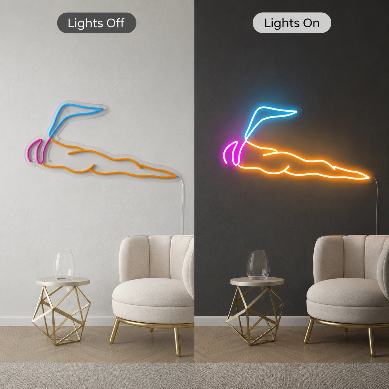 Single Cigar Smoke Neon Sign LED Neon Sign day and night comparison