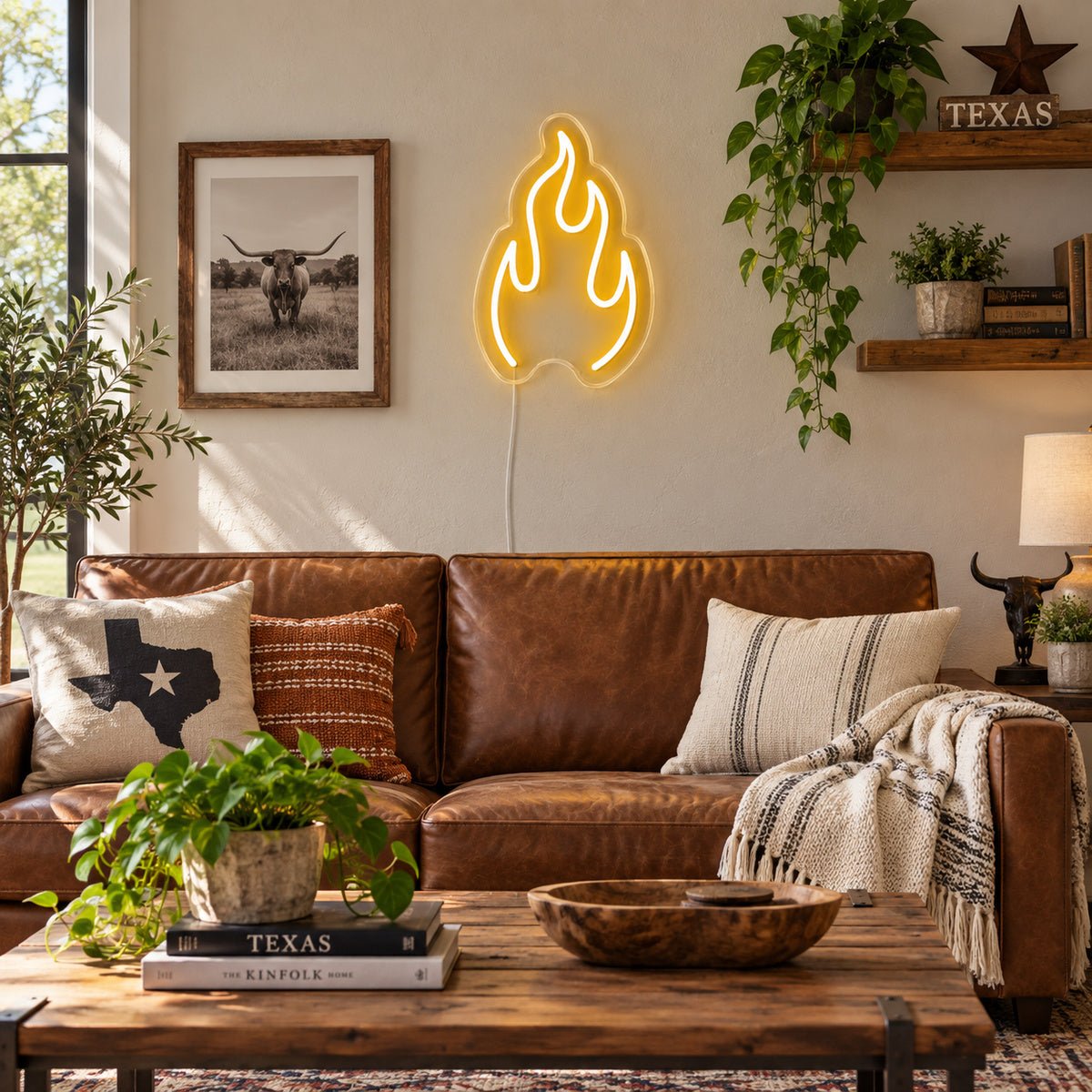 Single Flame Outline Vintage LED Neon Sign Garage Neon Sign - Shineneon