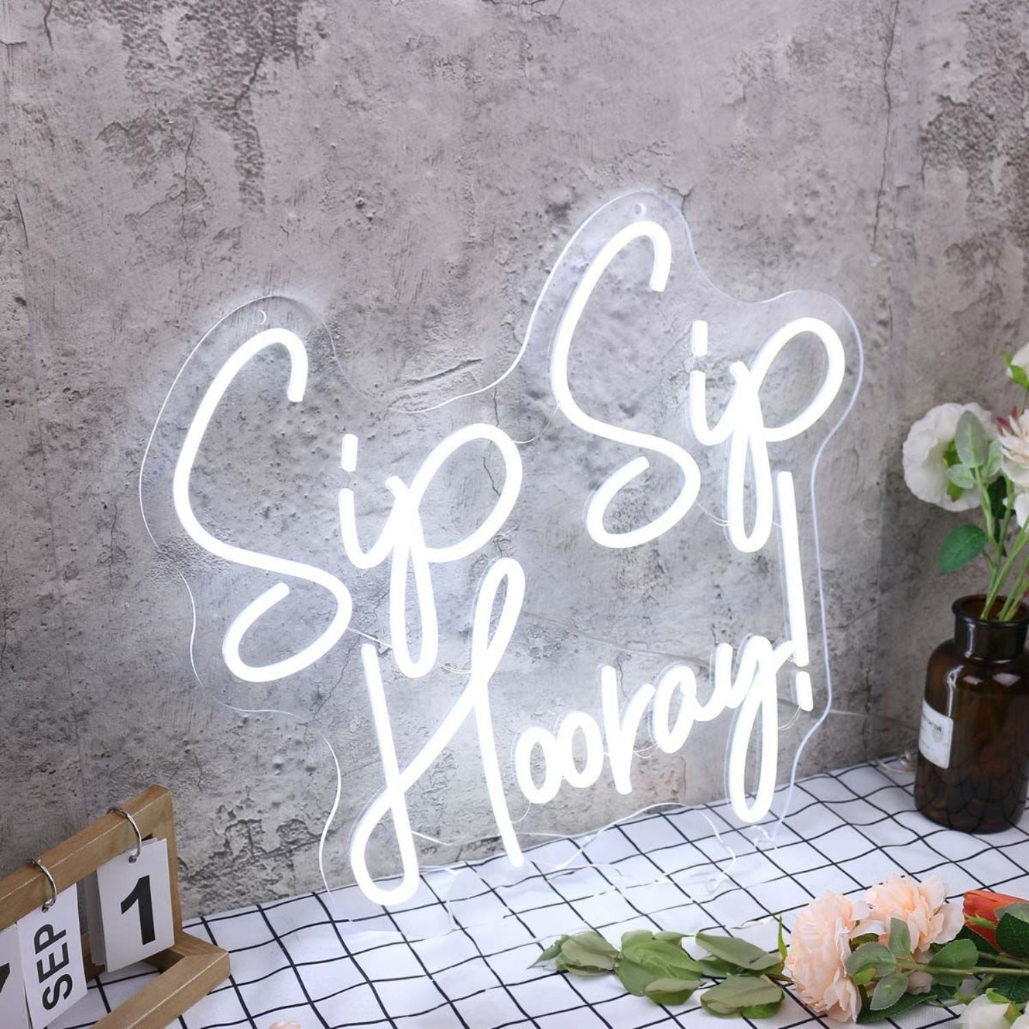 Sip Sip Hooray White Led Neon Sign - Shineneon