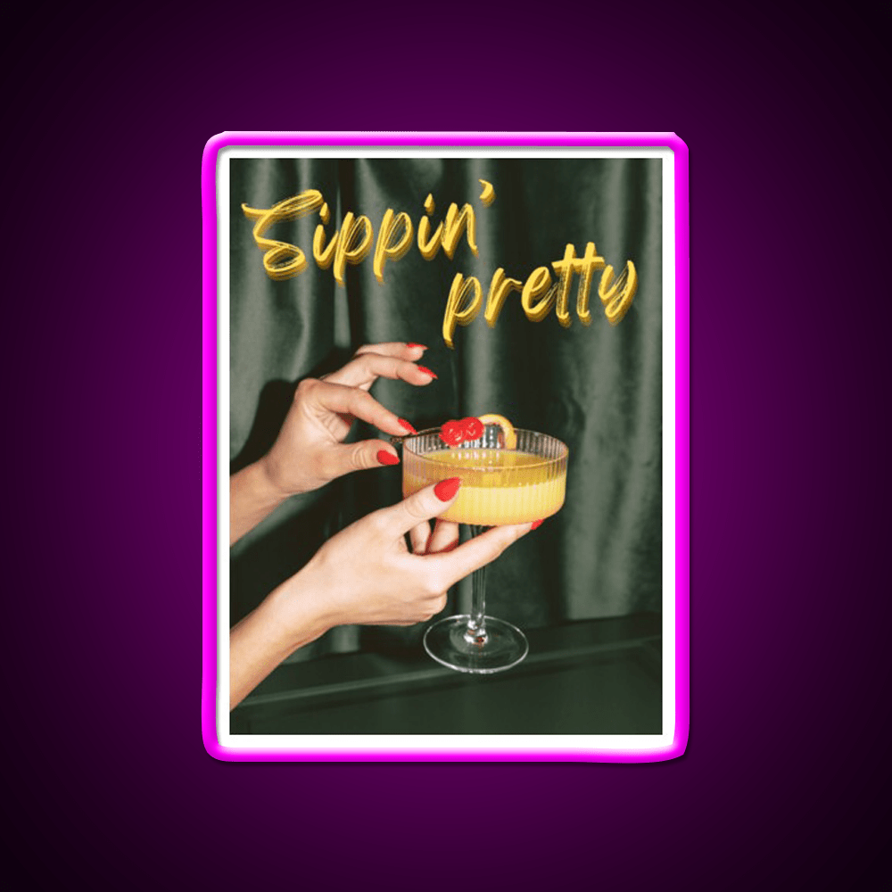 Sippin Pretty Vintage Cocktail Party Cocktail Bar Decor Led Neon Sign Rgb Color - Shineneon