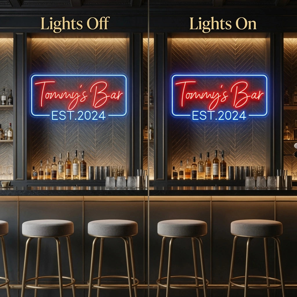 Sit LED Neon Sign - 06 Day Night Comparison