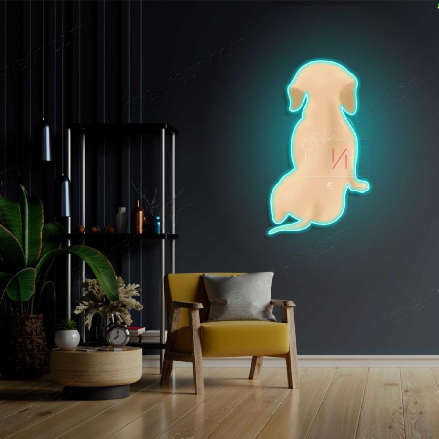 Sitting Dachshund Teal Led Neon Sign For Home Decor | Shineneon