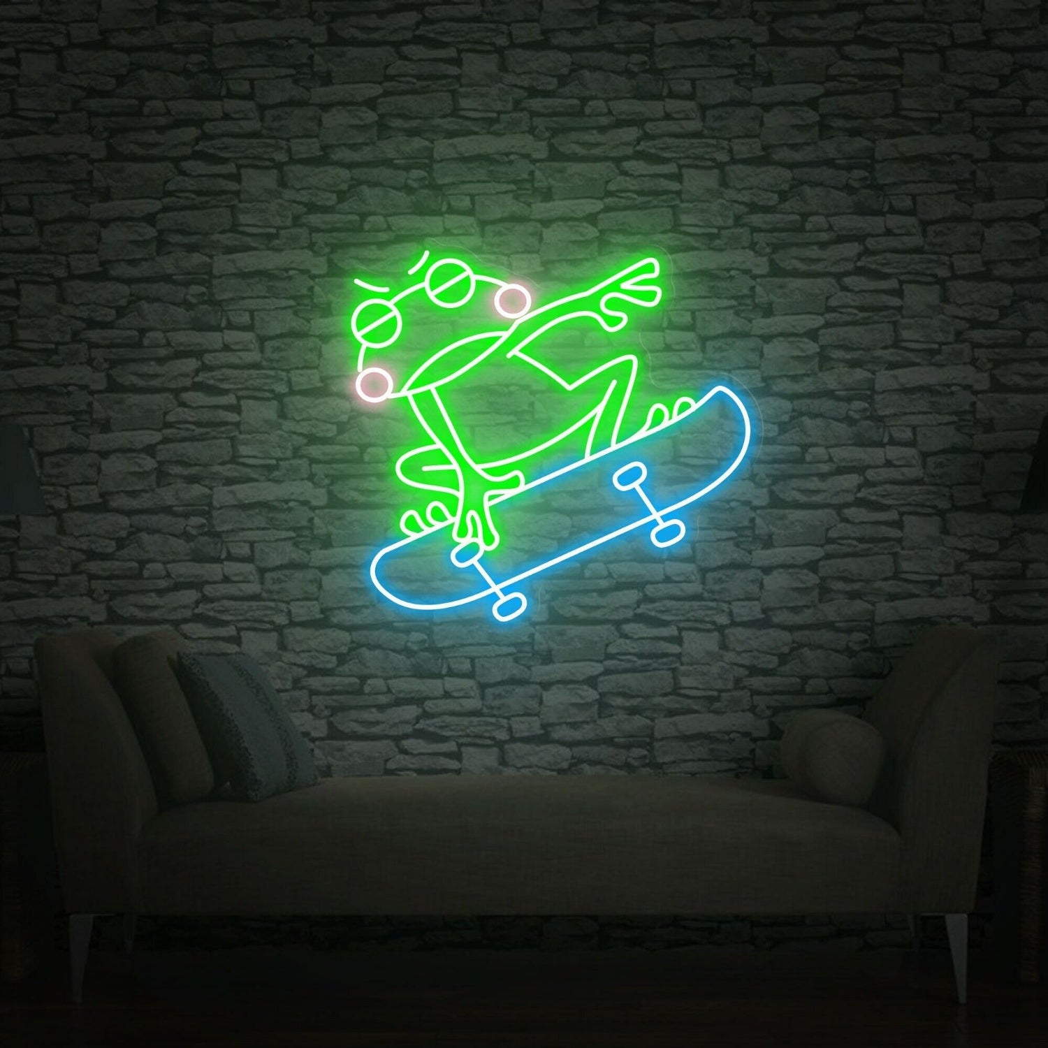 Skate Shop Bedroom With Skateboard Frog Led Neon Sign - Shineneon