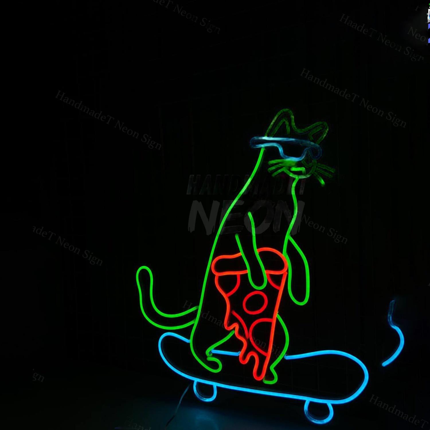 Skateboard Cat Player Led Sign | Shineneon