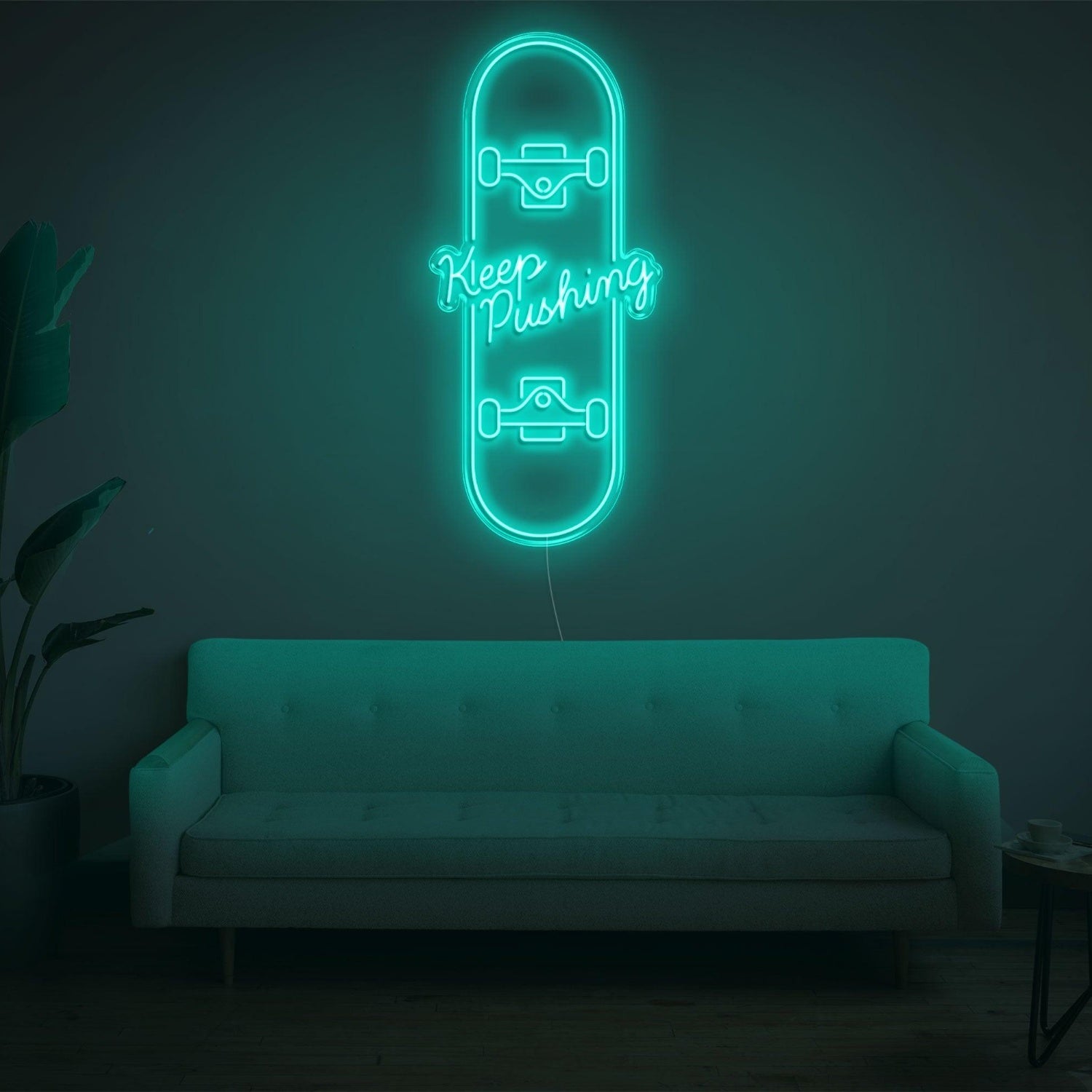Skateboard Keep Pushing Warm Yellow Led Neon Sign For Home Studio Decor | Shineneon