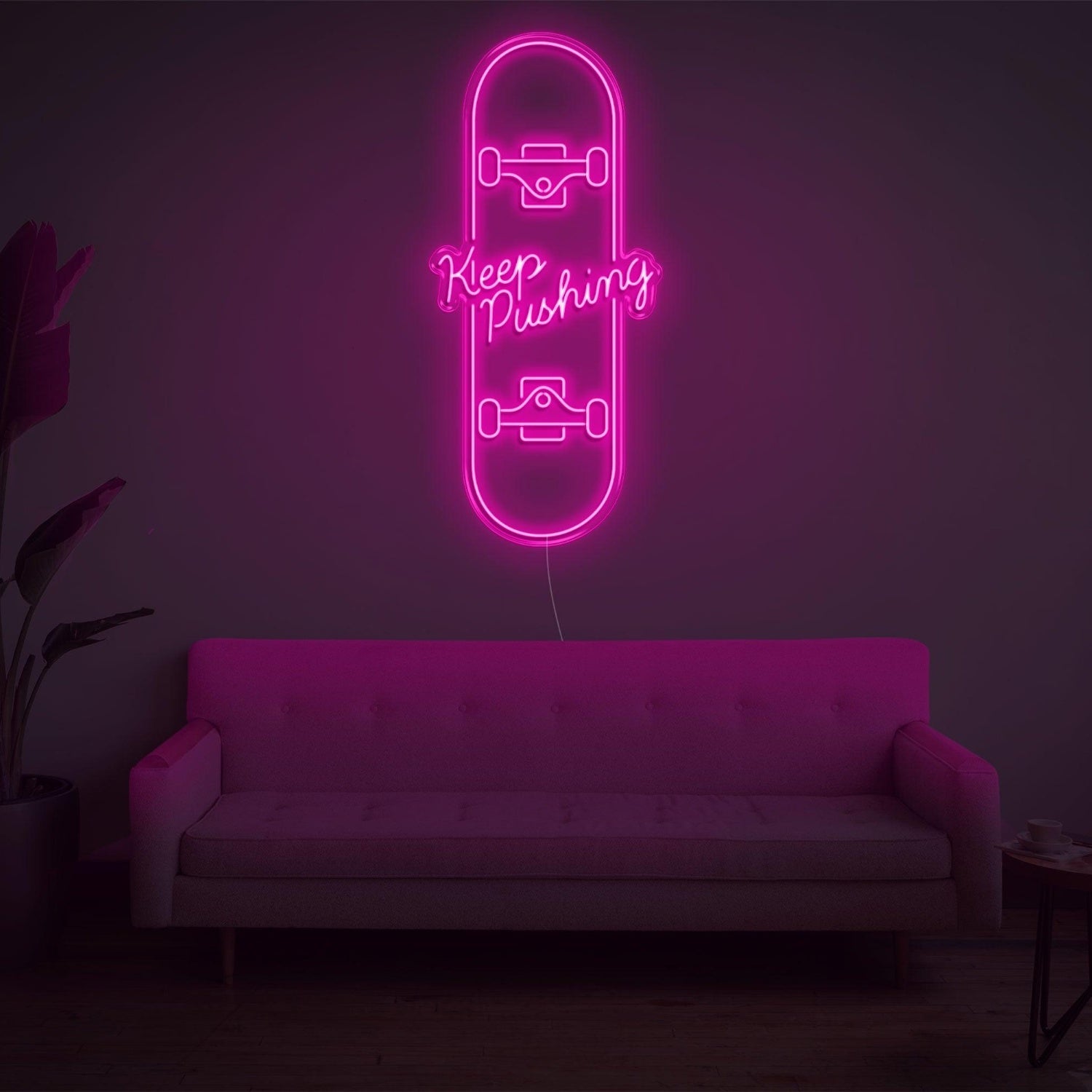 Skateboard Keep Pushing Warm Yellow Led Neon Sign For Home Studio Decor | Shineneon