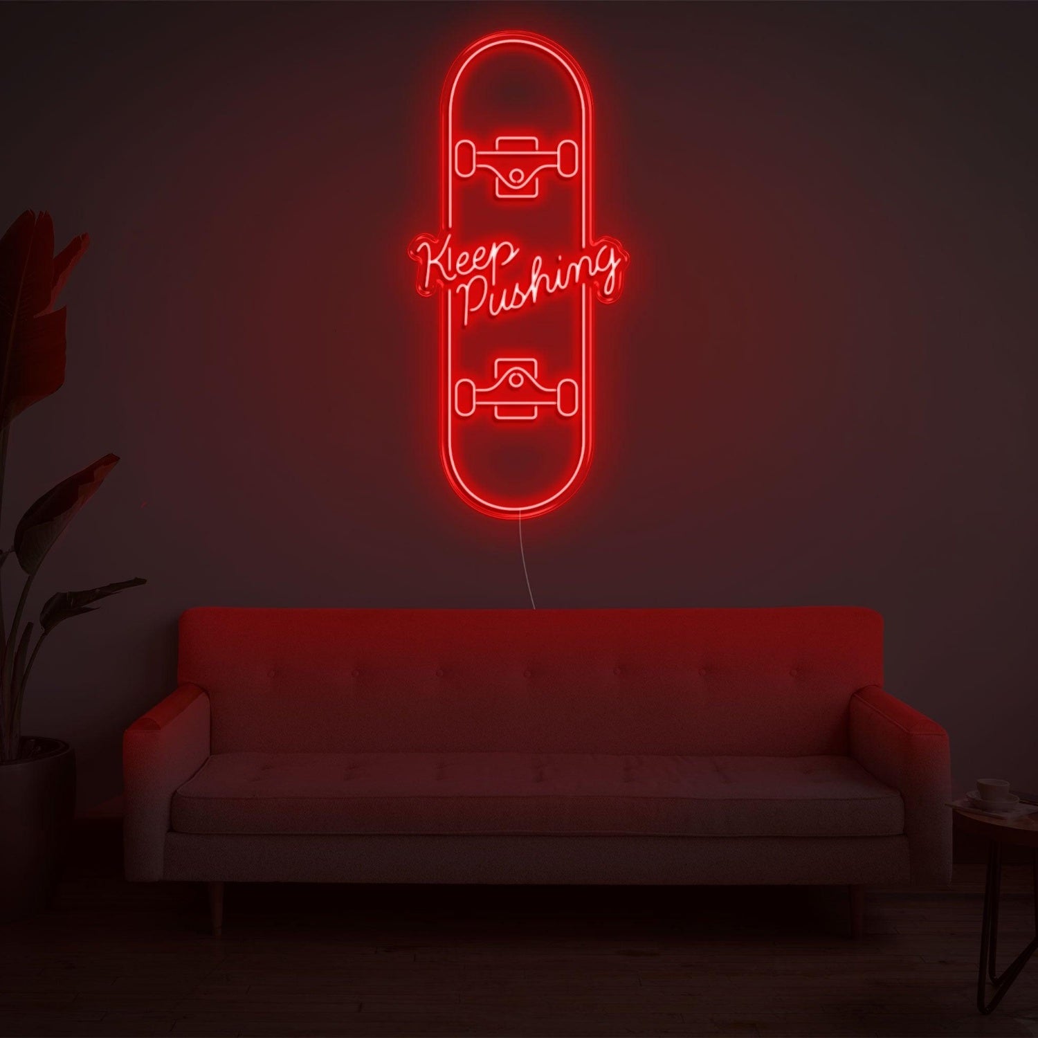 Skateboard Keep Pushing Warm Yellow Led Neon Sign For Home Studio Decor | Shineneon