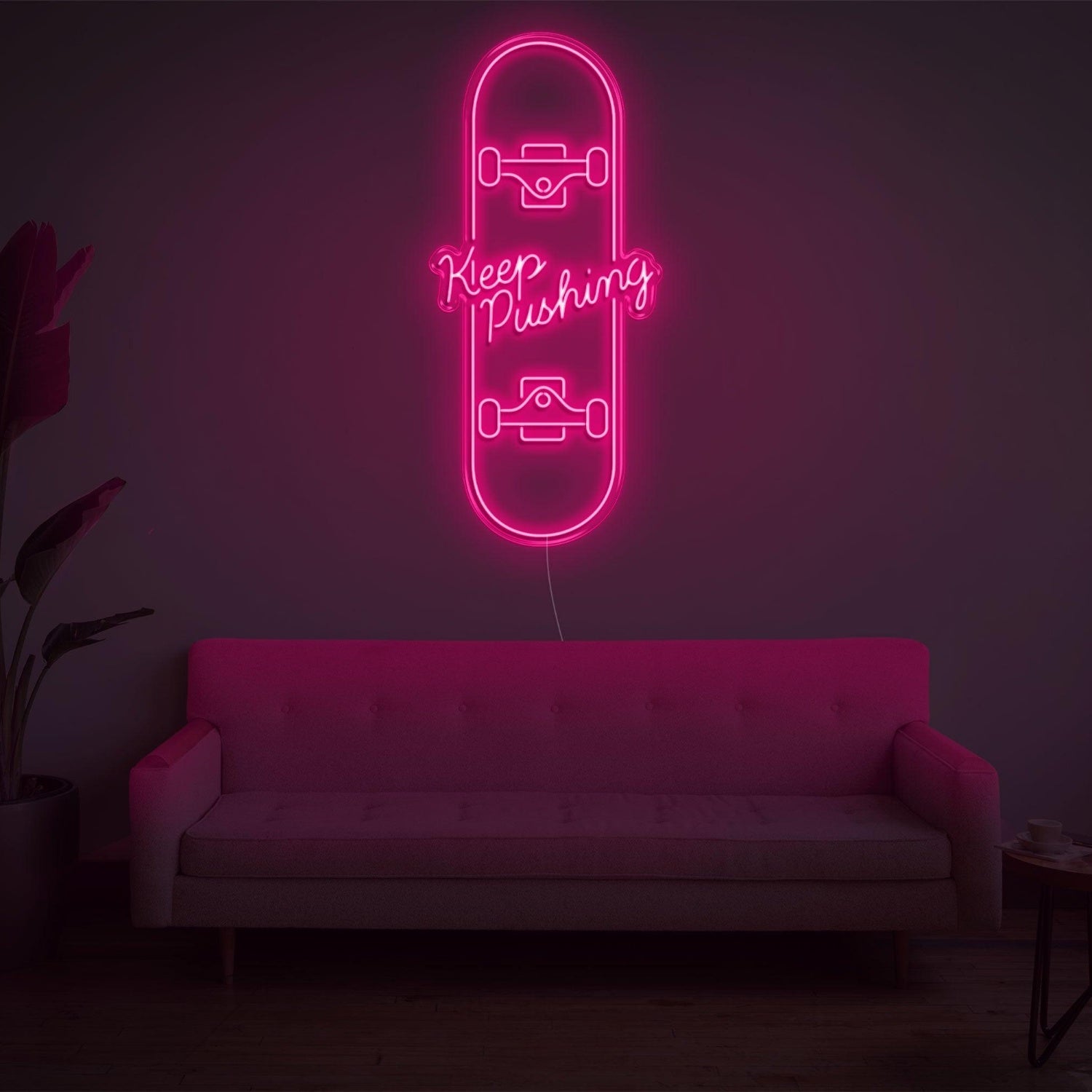 Skateboard Keep Pushing Warm Yellow Led Neon Sign For Home Studio Decor | Shineneon