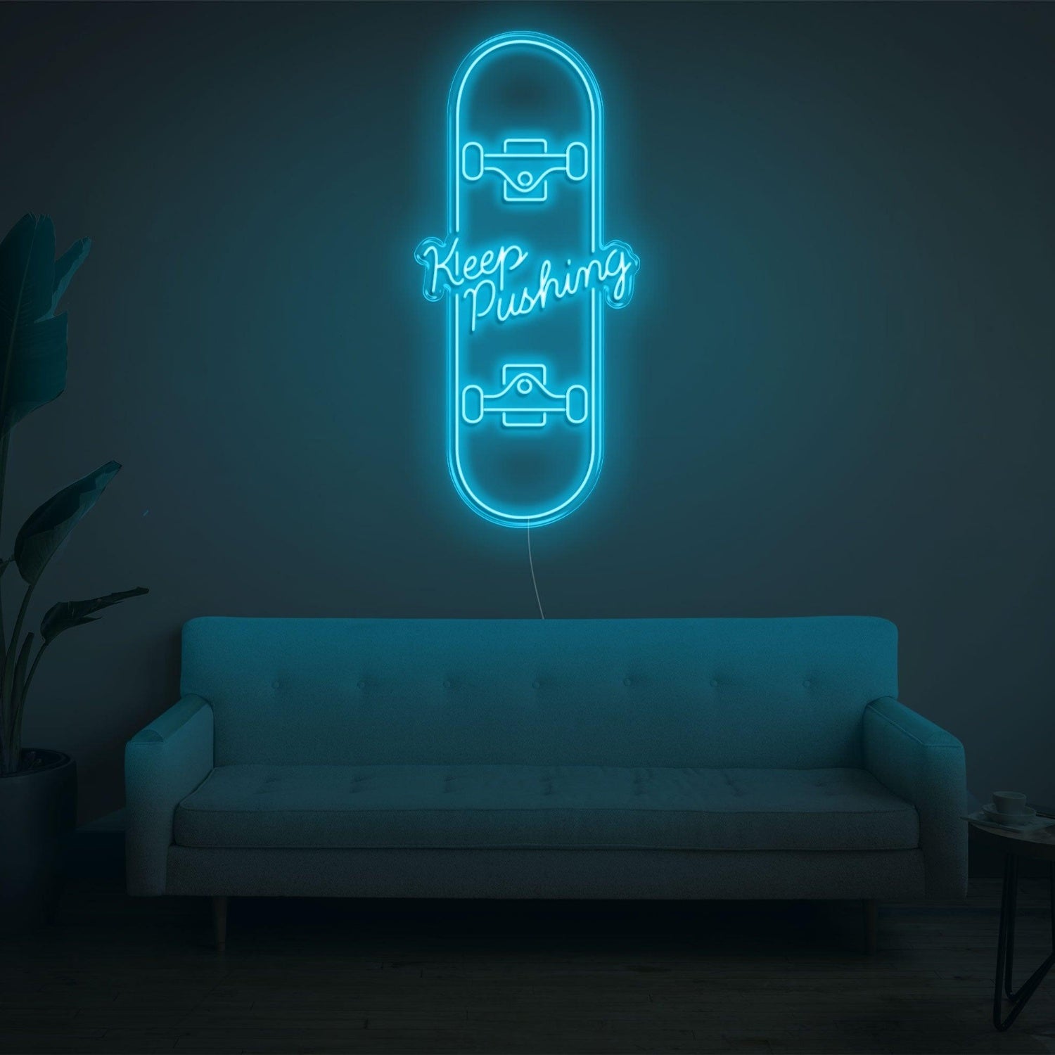 Skateboard Keep Pushing Warm Yellow Led Neon Sign For Home Studio Decor | Shineneon