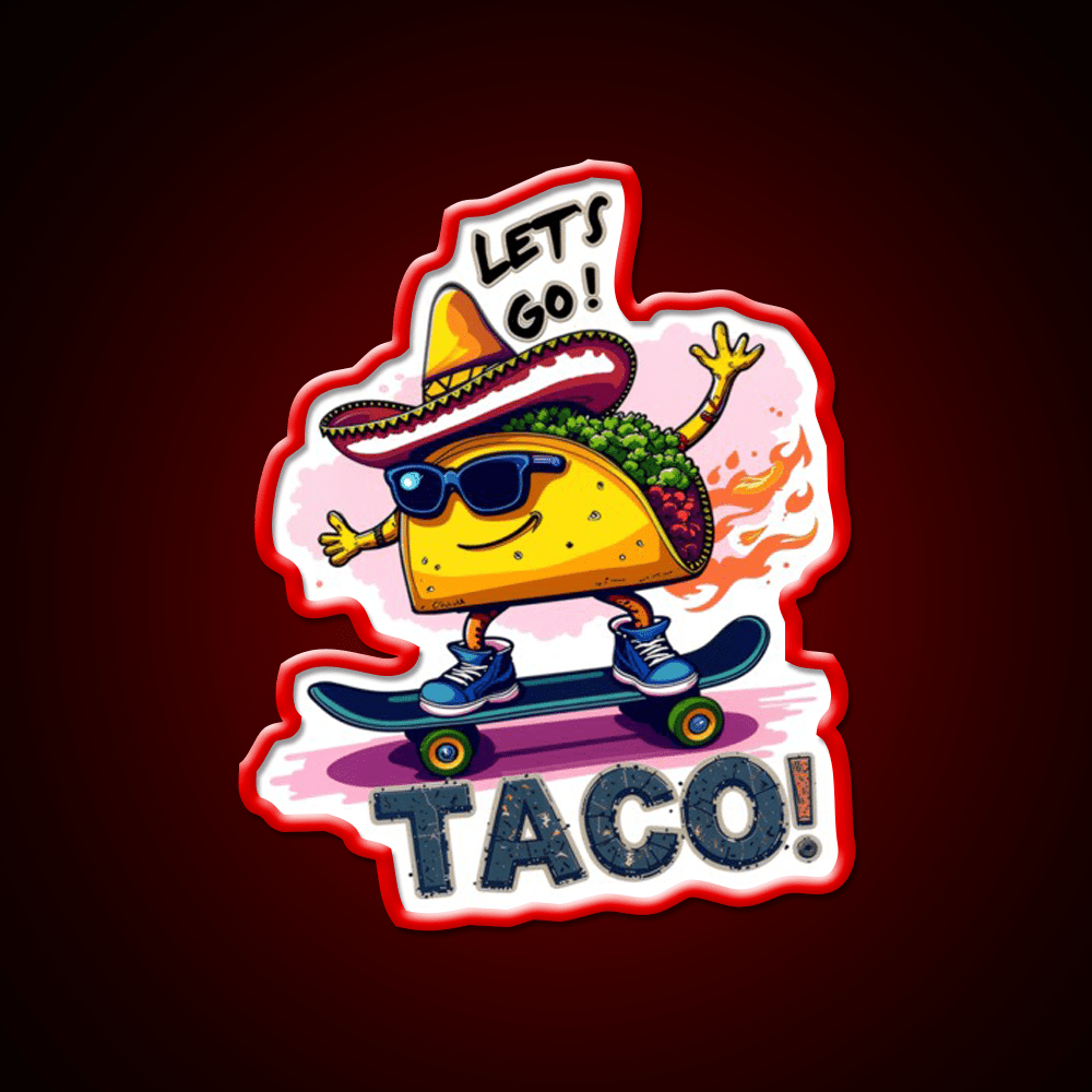 Skateboarding Taco Funny Taco Led Neon Sign Mexican Food Sign Rgb Color - Shineneon