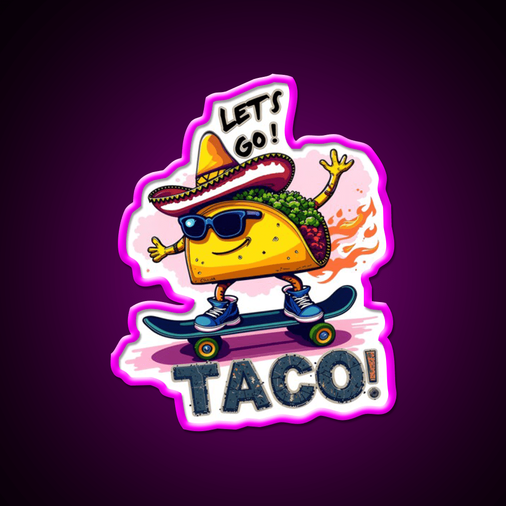 Skateboarding Taco Funny Taco Led Neon Sign Mexican Food Sign Rgb Color - Shineneon