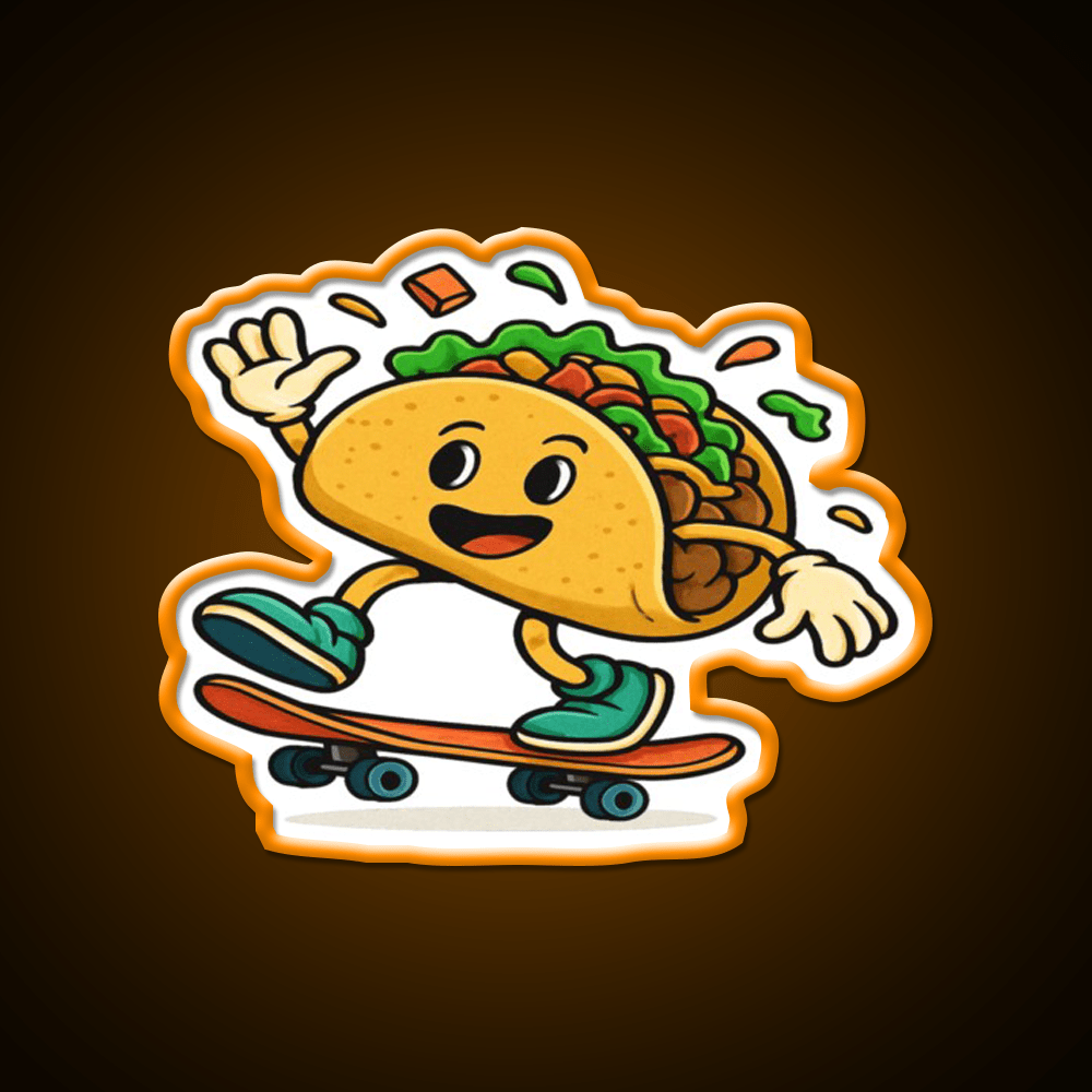 Skateboarding Taco Led Neon Sign Mexican Food Sign Rgb Color - Shineneon