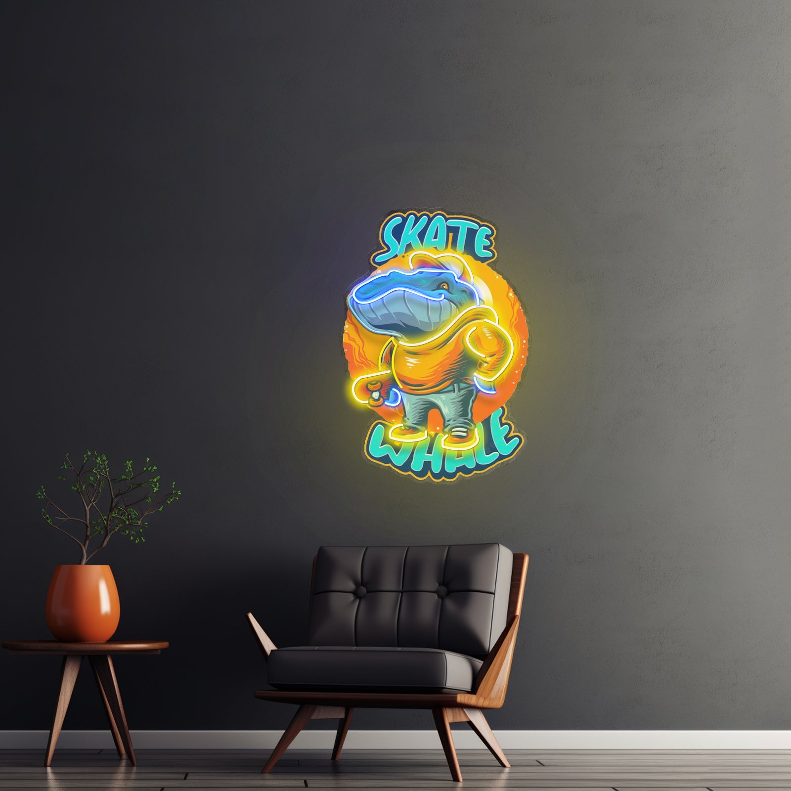 Skater Whale Led Neon Sign Light Custom Led Signs