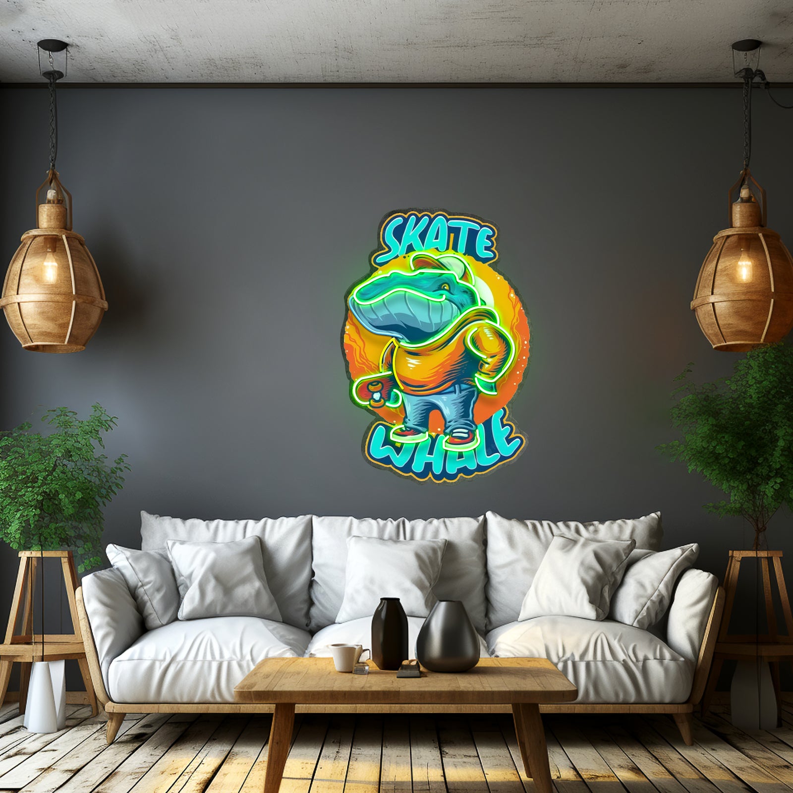 Skater Whale Led Neon Sign Light Custom Led Signs