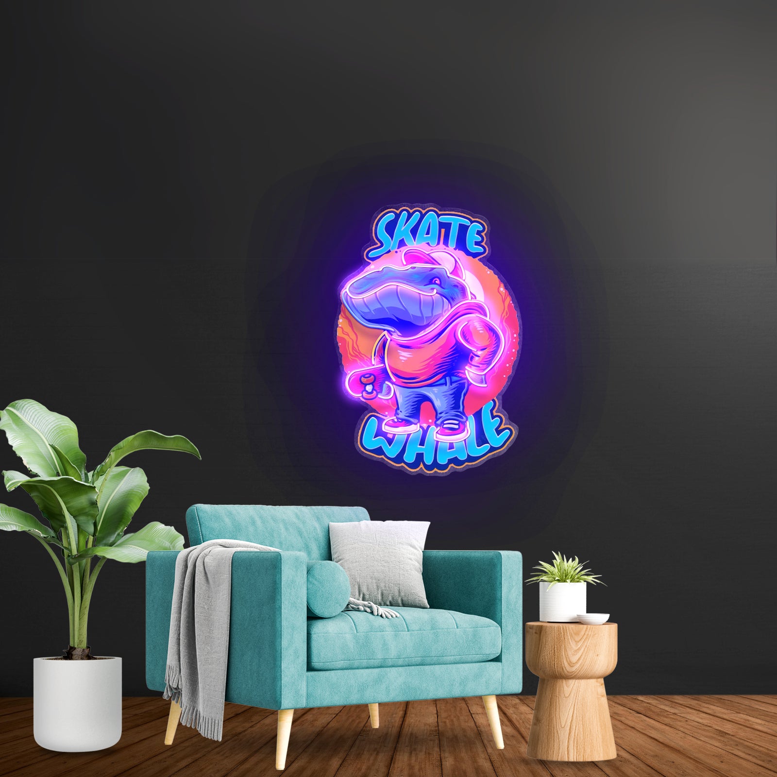 Skater Whale Led Neon Sign Light Custom Led Signs