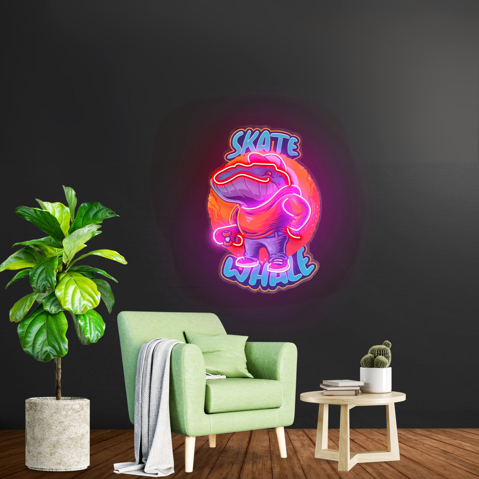 Skater Whale Led Neon Sign Light Custom Led Signs