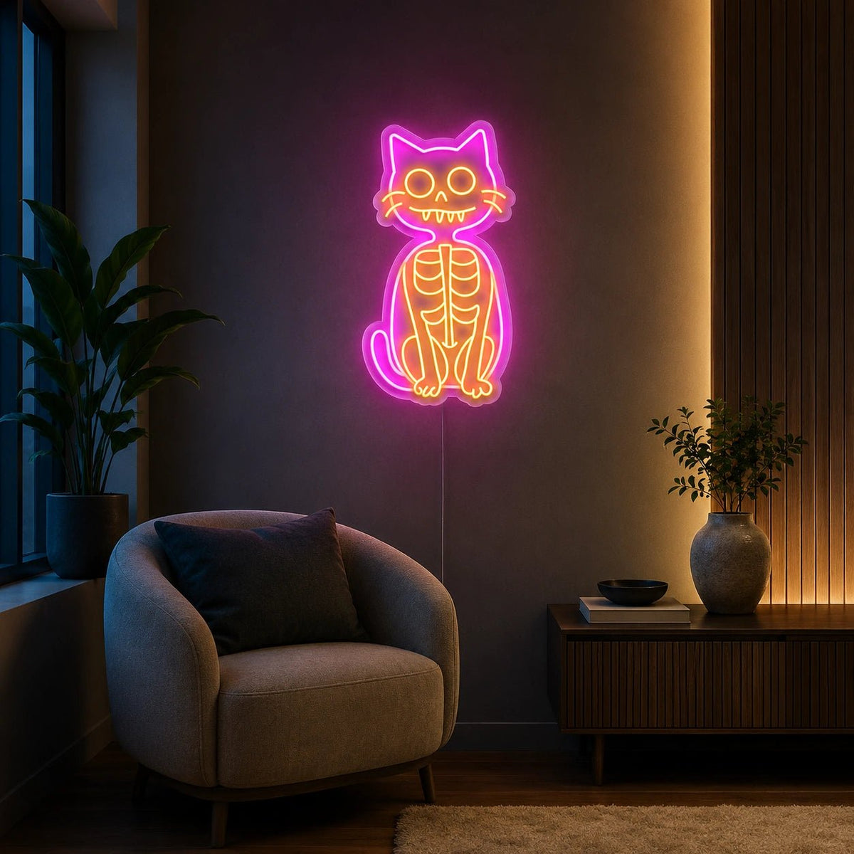 Skeleton Cat LED Neon Sign - Shineneon