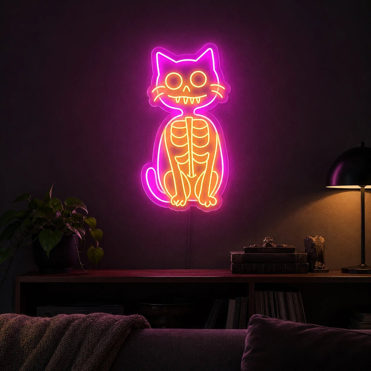 Skeleton Cat LED Neon Sign - Shineneon