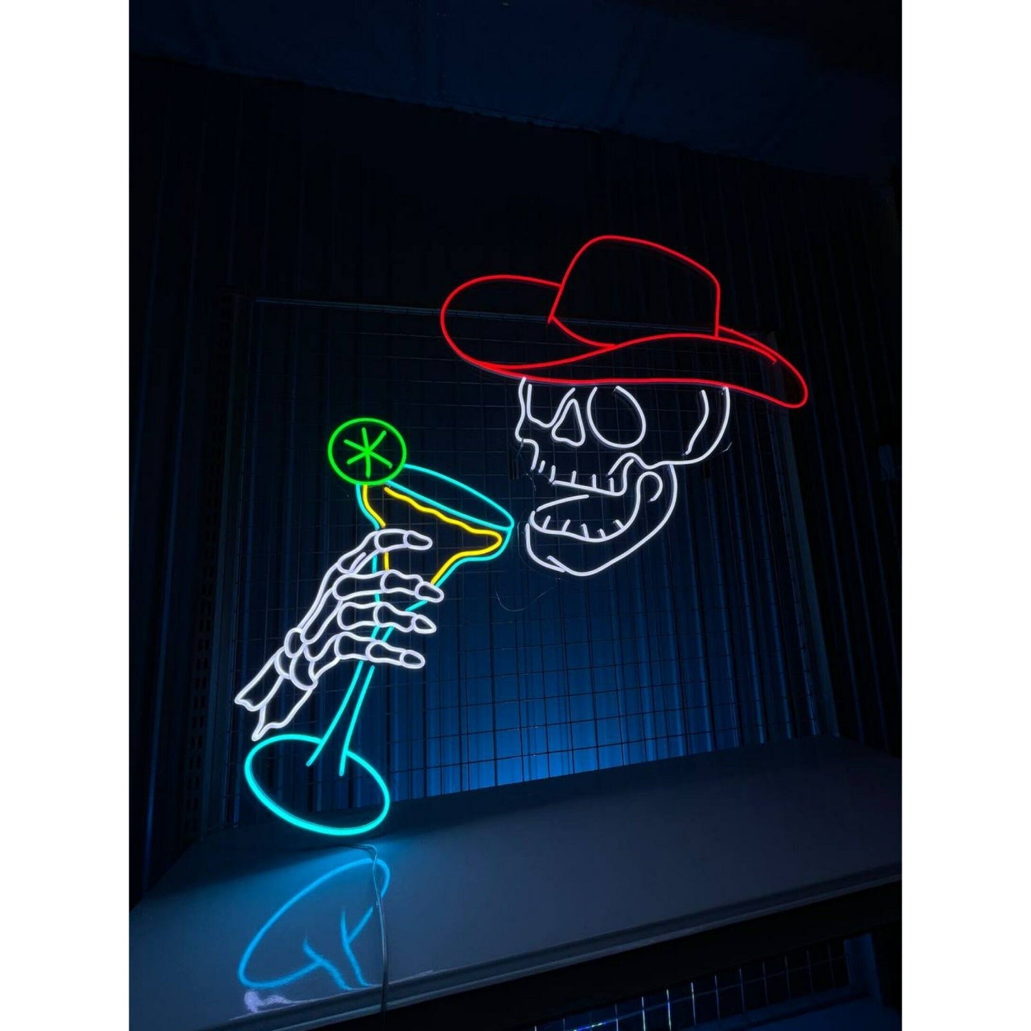 Skeleton Cowboy Drinking Tequila Led Neon Sign | Shineneon