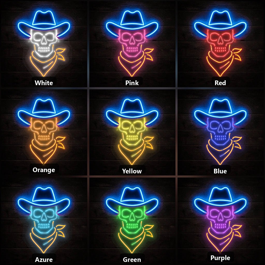 Skeleton Cowboy Hat Scarf Vintage LED Neon Sign - Shineneon