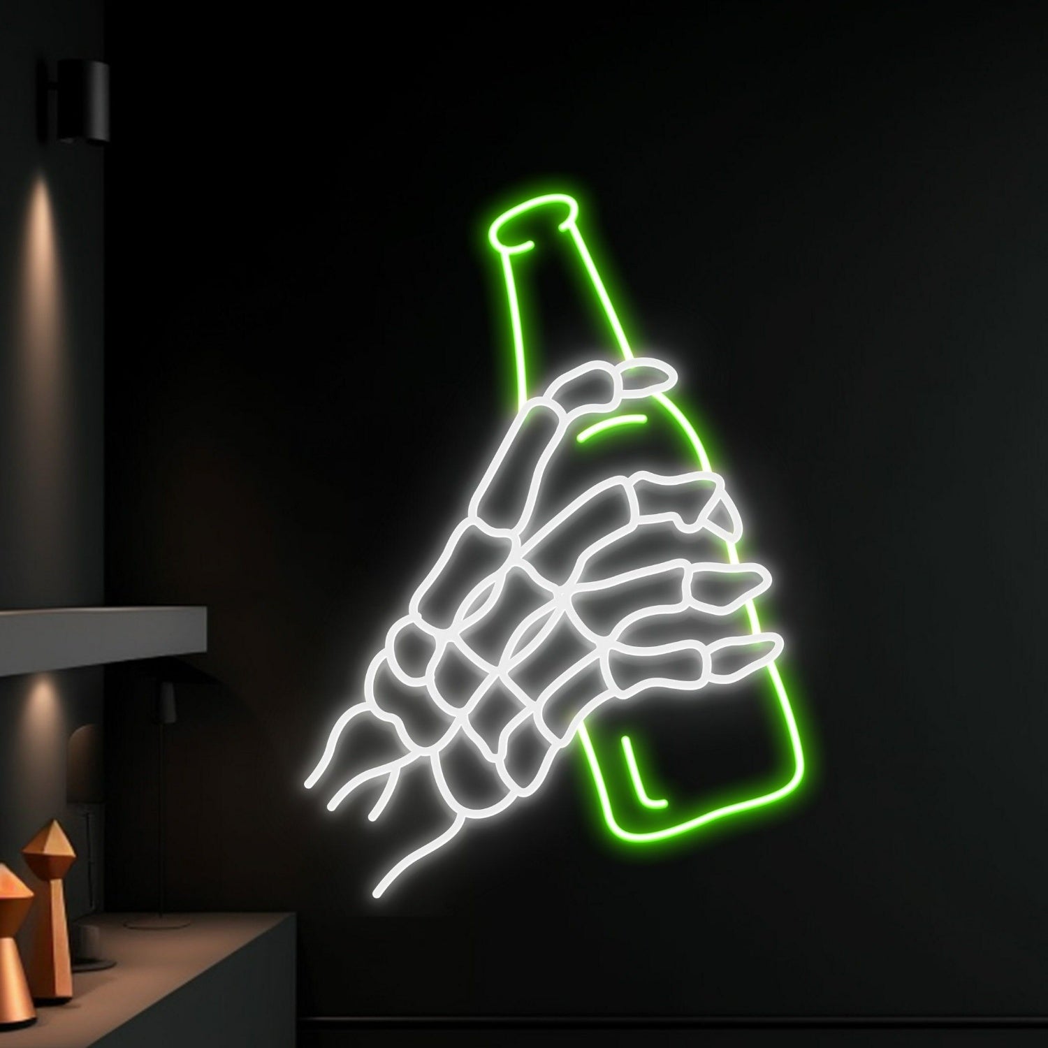 Skeleton Drinking Beer Led Neon Sign | Shineneon