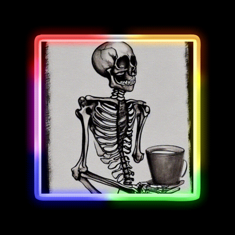 Skeleton Drinks Coffee Seasons Cafe Led Neon Sign Espresso Bar Art Rgb Color