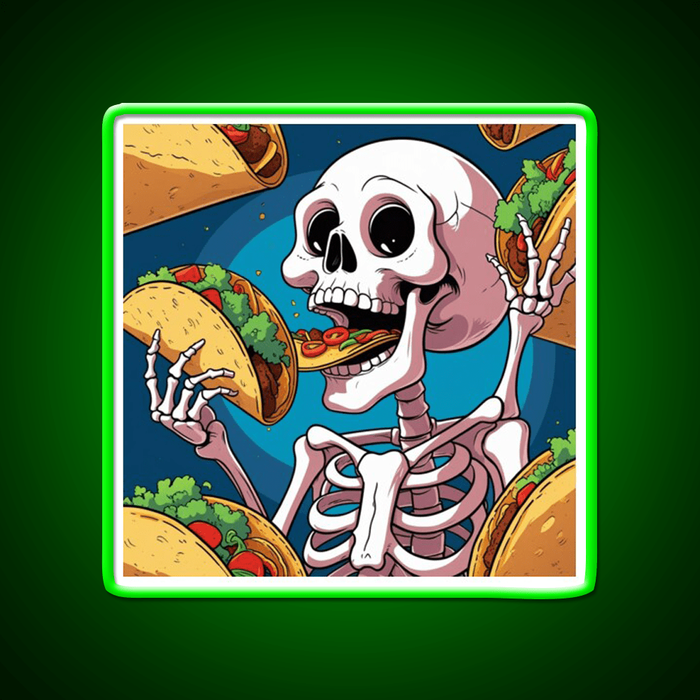 Skeleton Eating Taco Led Neon Sign Mexican Food Sign Rgb Color - Shineneon