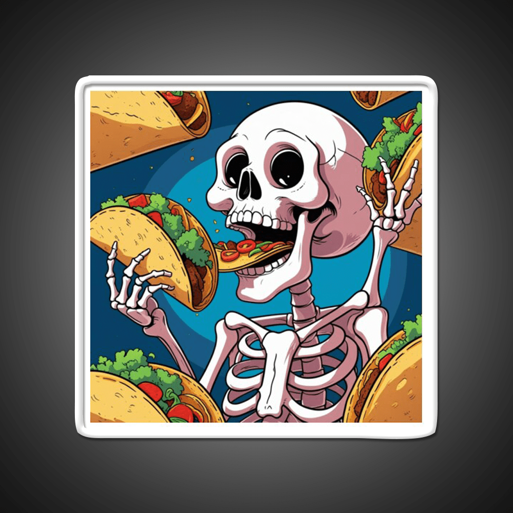 Skeleton Eating Taco Led Neon Sign Mexican Food Sign Rgb Color - Shineneon