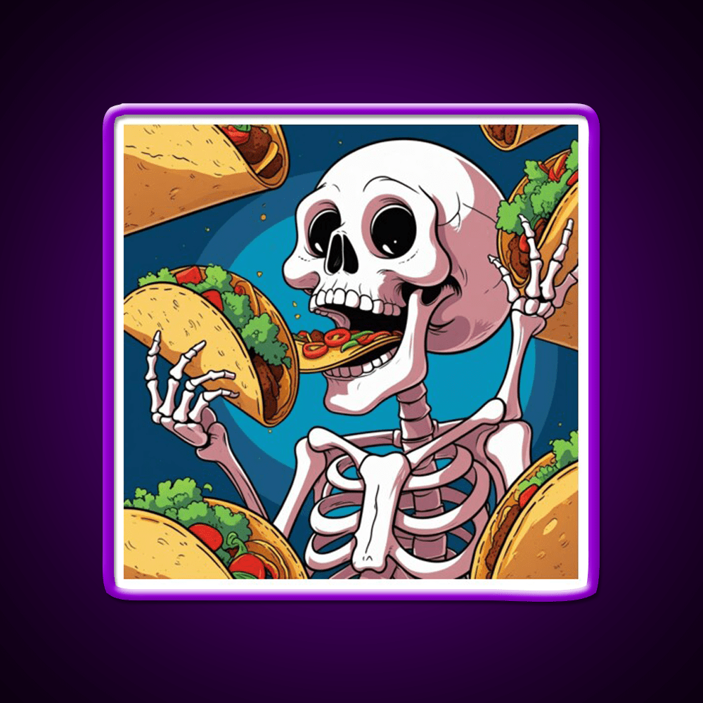 Skeleton Eating Taco Led Neon Sign Mexican Food Sign Rgb Color - Shineneon