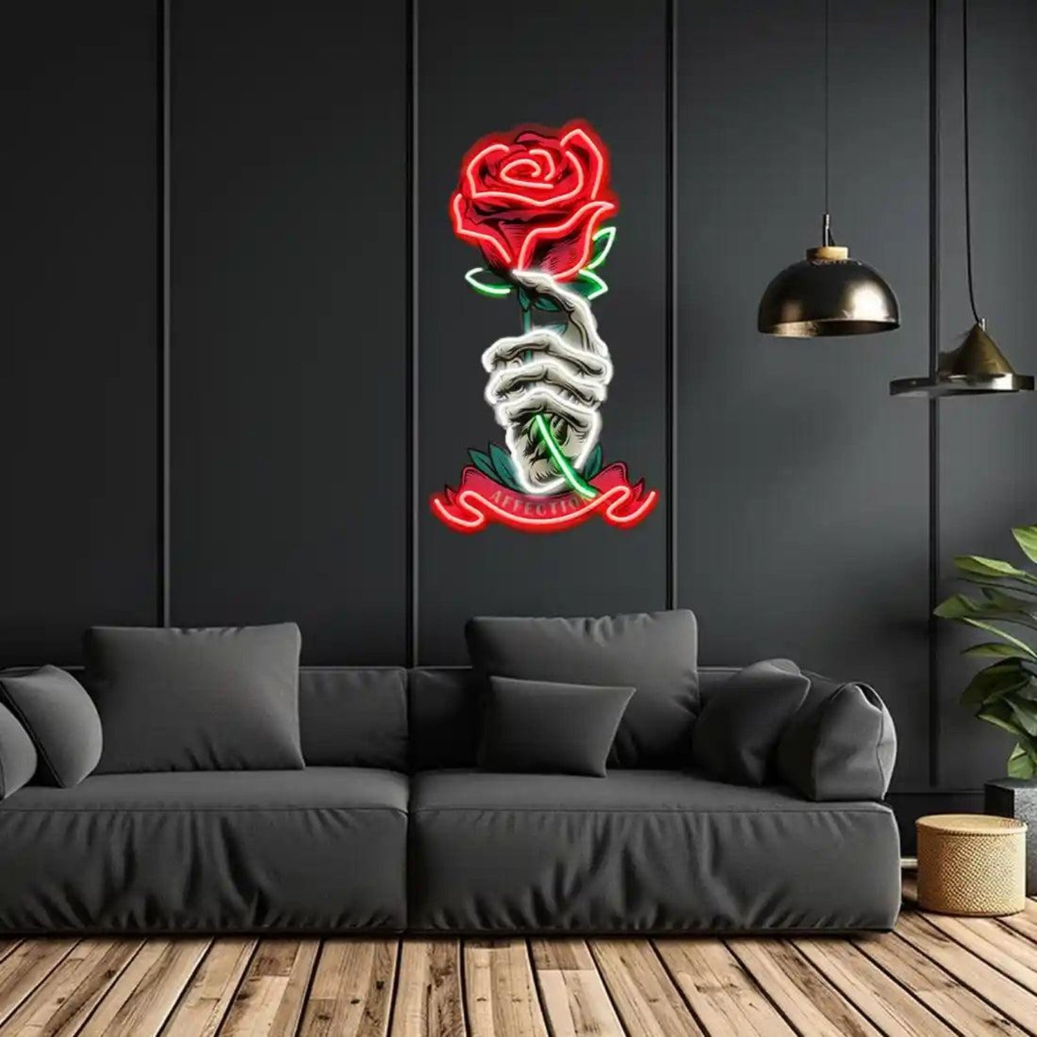Skeleton Hand Holding Rose Ribbon Led Neon Sign For Bedroom Wall Art Decor | Shineneon