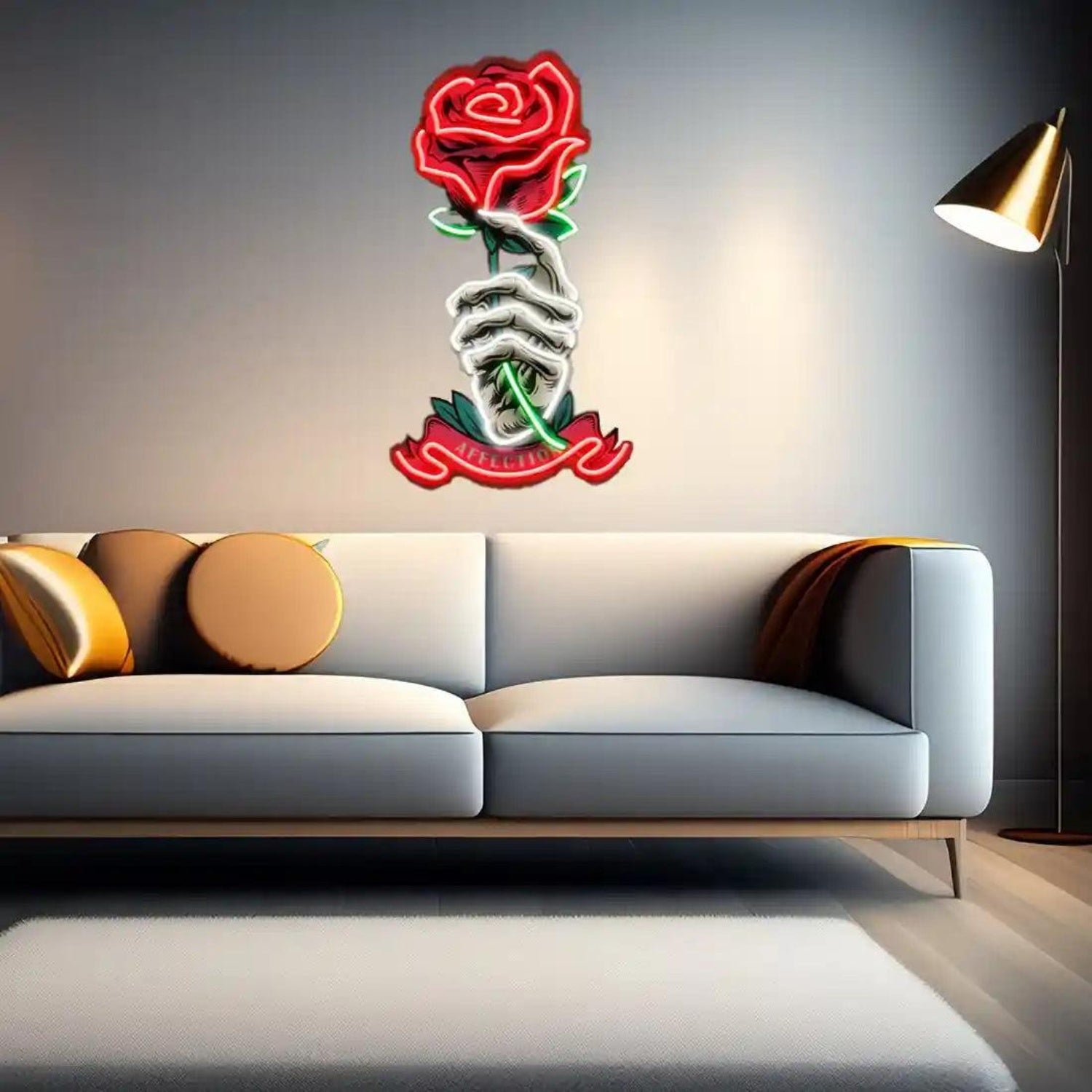 Skeleton Hand Holding Rose Ribbon Led Neon Sign For Bedroom Wall Art Decor | Shineneon