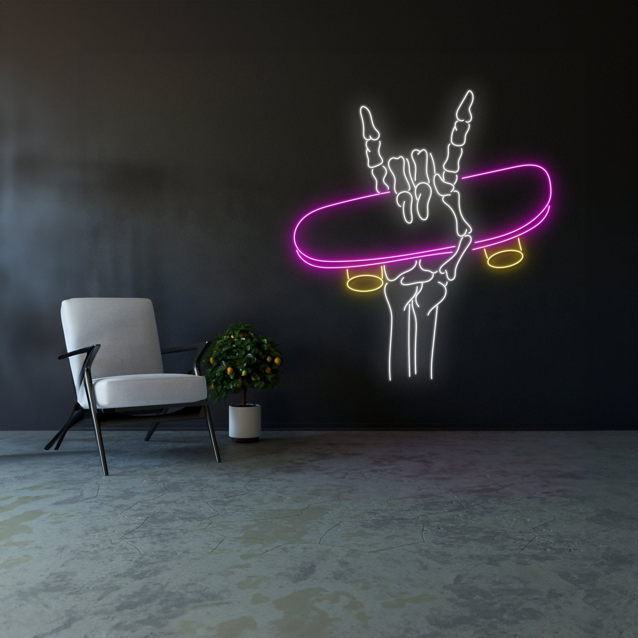 Skeleton Holding Skateboard Led Neon Sign - Shineneon