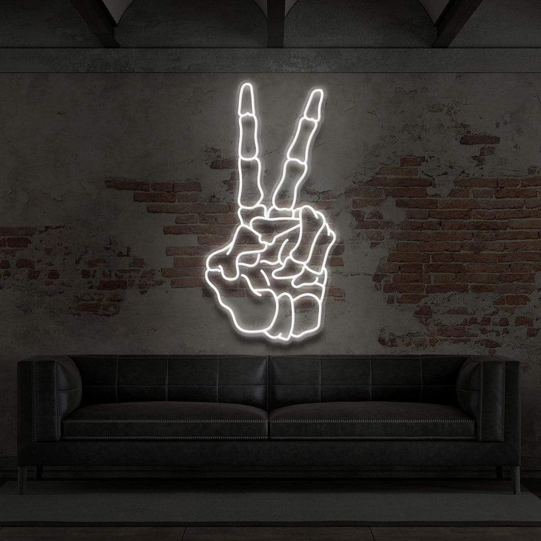 Skeleton Peace Gesture Led Sign Business Neon Sign - Shineneon