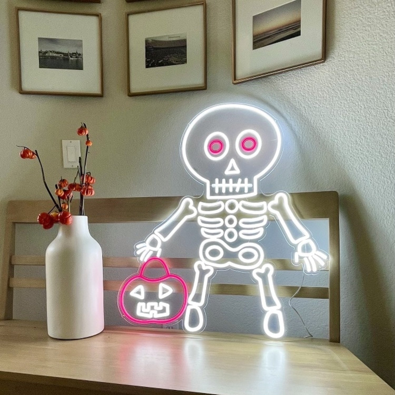 Skeleton Pumpkin Halloween Led Neon Sign Wall Art | Shineneon