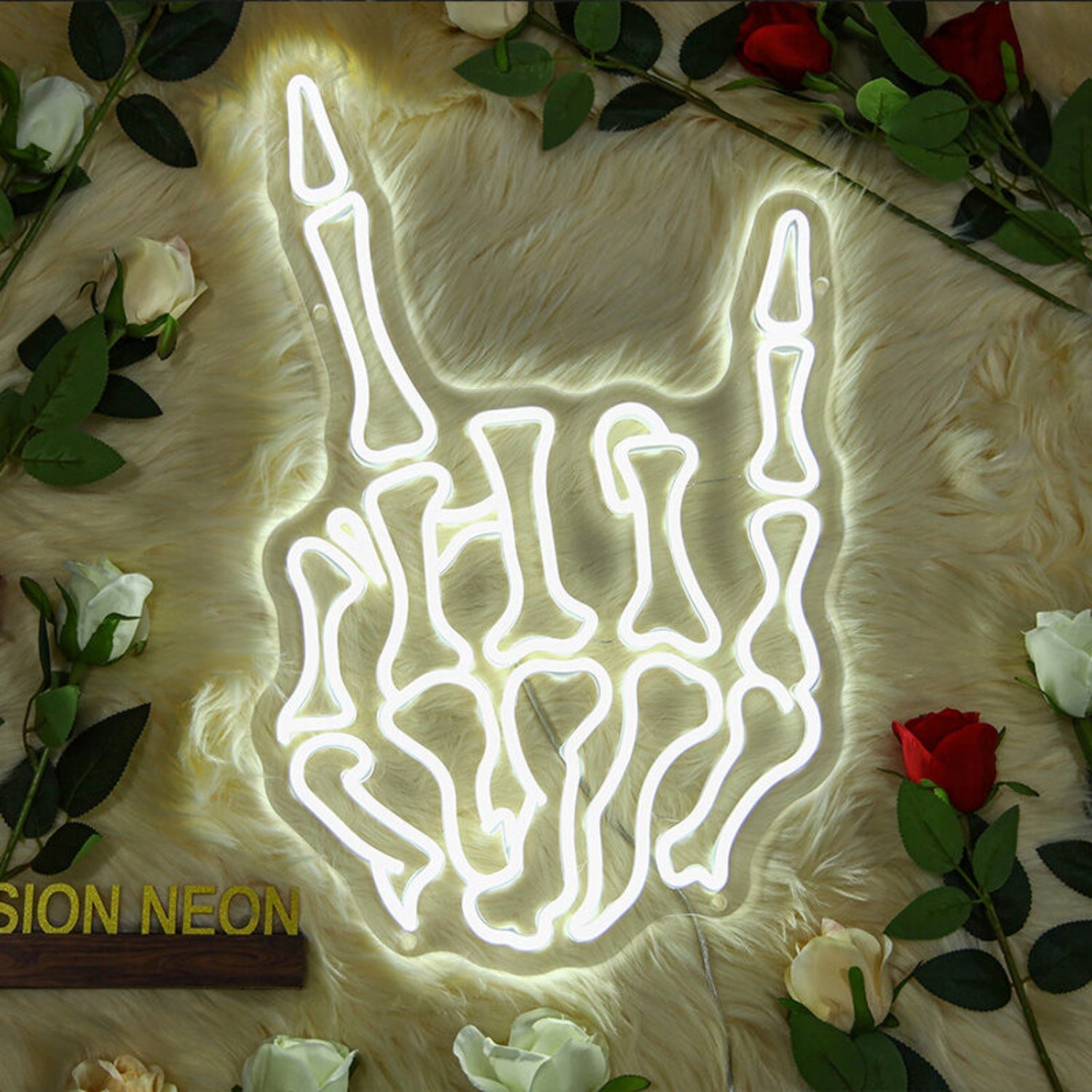 Skeleton Rock Hand Neon Sign For Edgy And Unique Decor | Shineneon