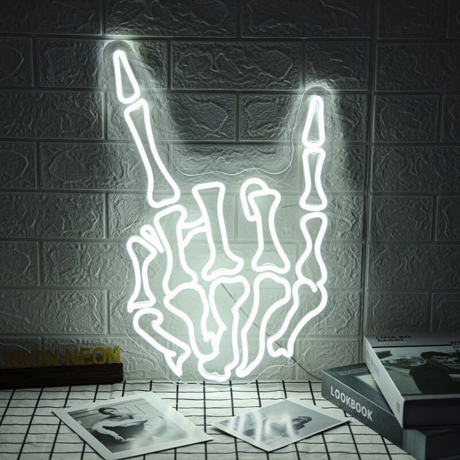 Skeleton Rock Hand Neon Sign For Edgy And Unique Decor | Shineneon