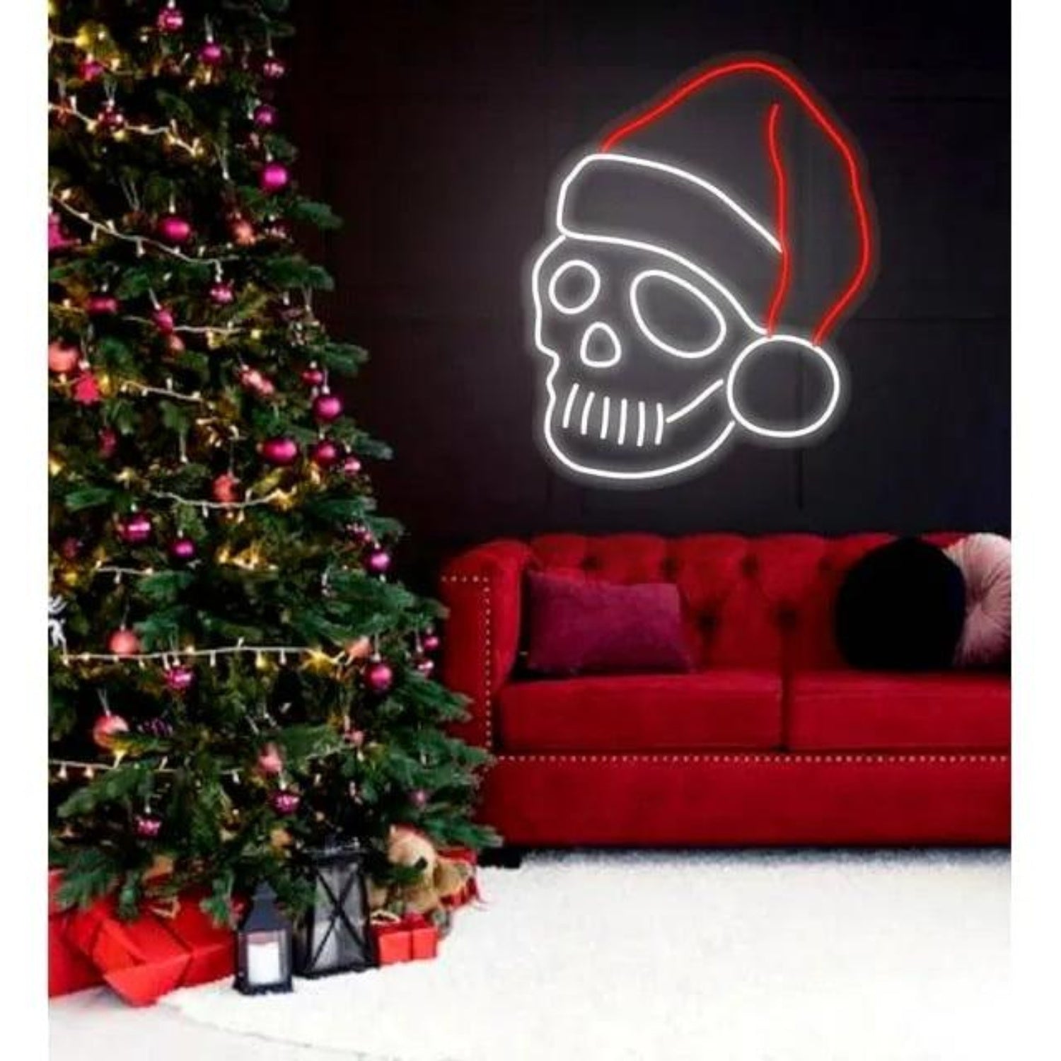 Skeleton Santa Led Neon Sign For Edgy Christmas Indoor Decor | Shineneon