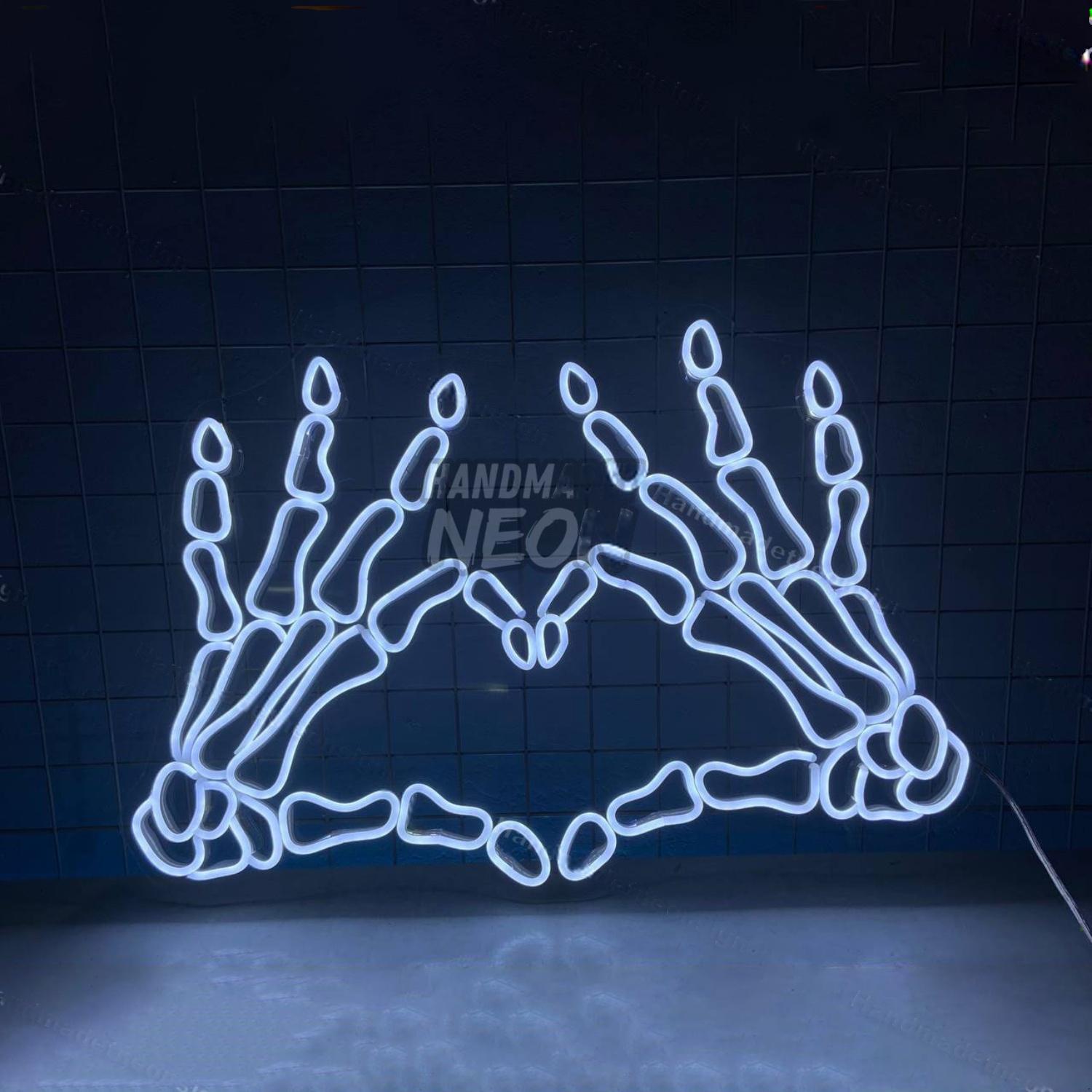 Skeletons Hand Heart Led Neon Sign Led Decor | Shineneon
